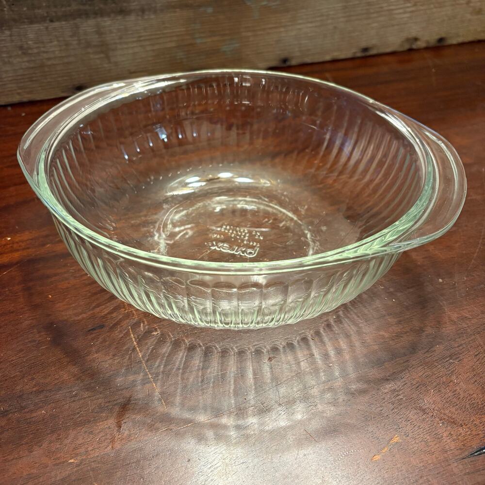 Vintage Pyrex Clear Ribbed 2-Quart Casserole Dish / Serving Bowl (Model 024-S)
